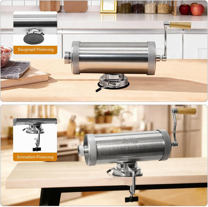 5L Wurstfüller, Edelstahl Horizontale Wurstmaschine, Manuelle Wurstmaschine, Wurstpresse mit Tischkl