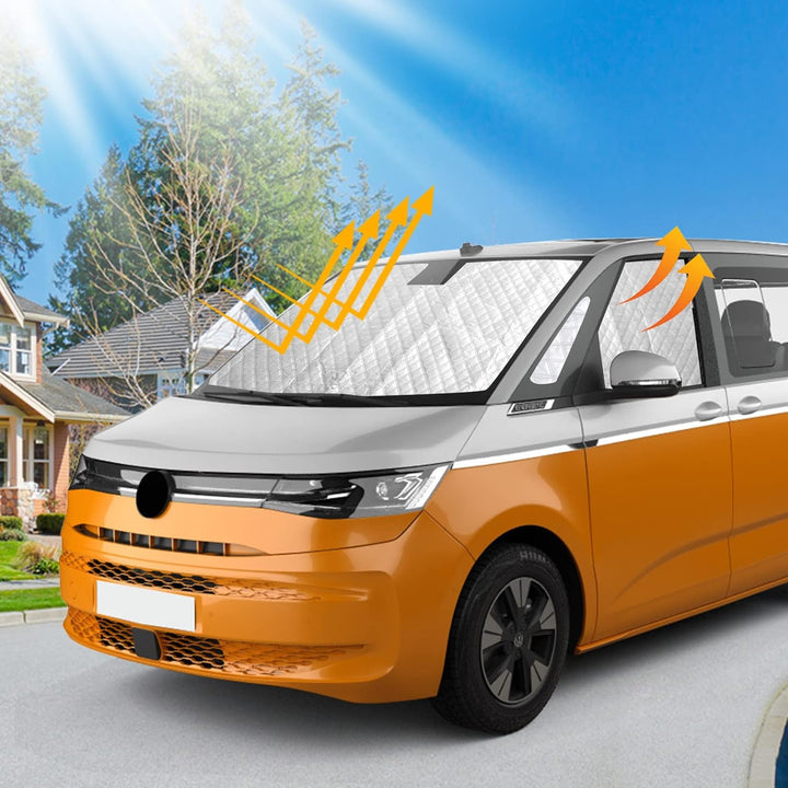 Auto Frontscheibe Sonnenschutz Ersatz für 2021-2026 VW T7 VW T7 California, Faltbar Sonnenschirm Abd