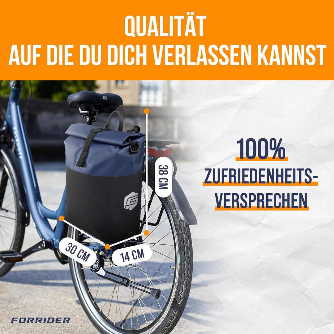 Forrider Fahrradtasche Wasserdicht für Gepäckträger [22L Volumen] mit Schultergurt | Gepäckträgertas