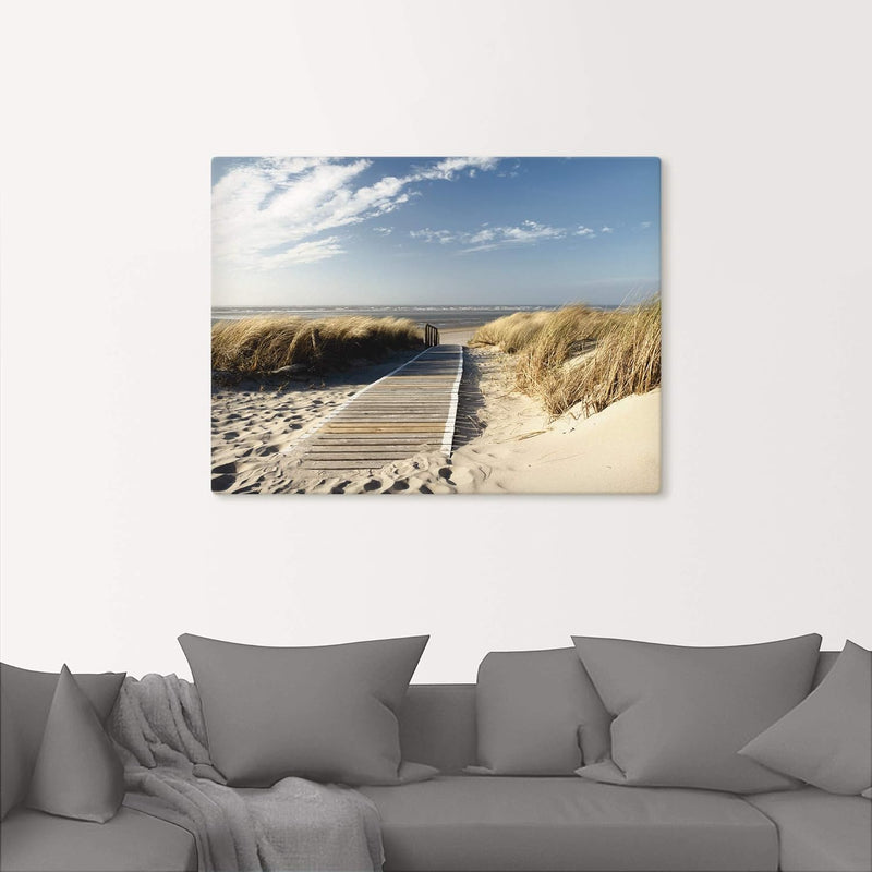 Artland Leinwandbild Wandbild Bild auf Leinwand 80x60 cm Wanddeko Strand Meer Maritim Düne Gräser No