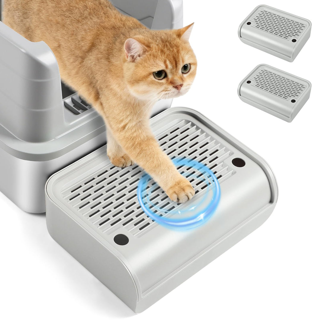 Kalolary 2 Packung Katzenstreu-Rampe mit Filtersystem – rutschfeste Treppe für Katzentoilette, Litte