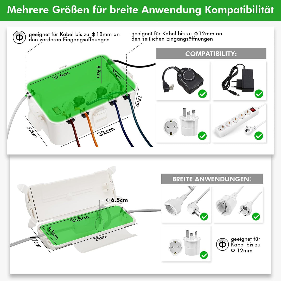 2er-Pack RESTMO Outdoor IP44 wasserdichter Safe Box (290 x 110 x 75 mm), wetterbeständige Grosse Sch