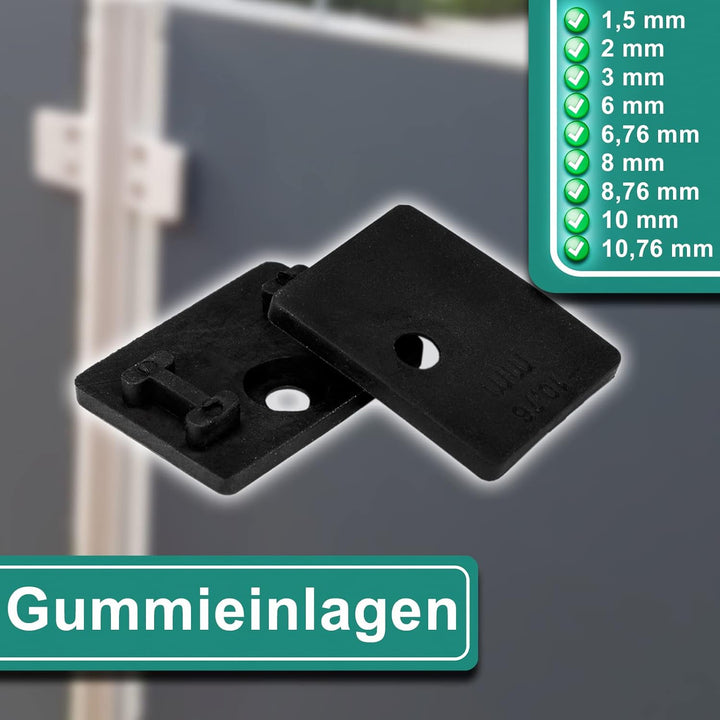 PRIOstahl Glashalter 4 Stück Glasklemmen Klemmhalter Glasplattenhalter Eckig 45 x 45 x 25-27 mm Ansc