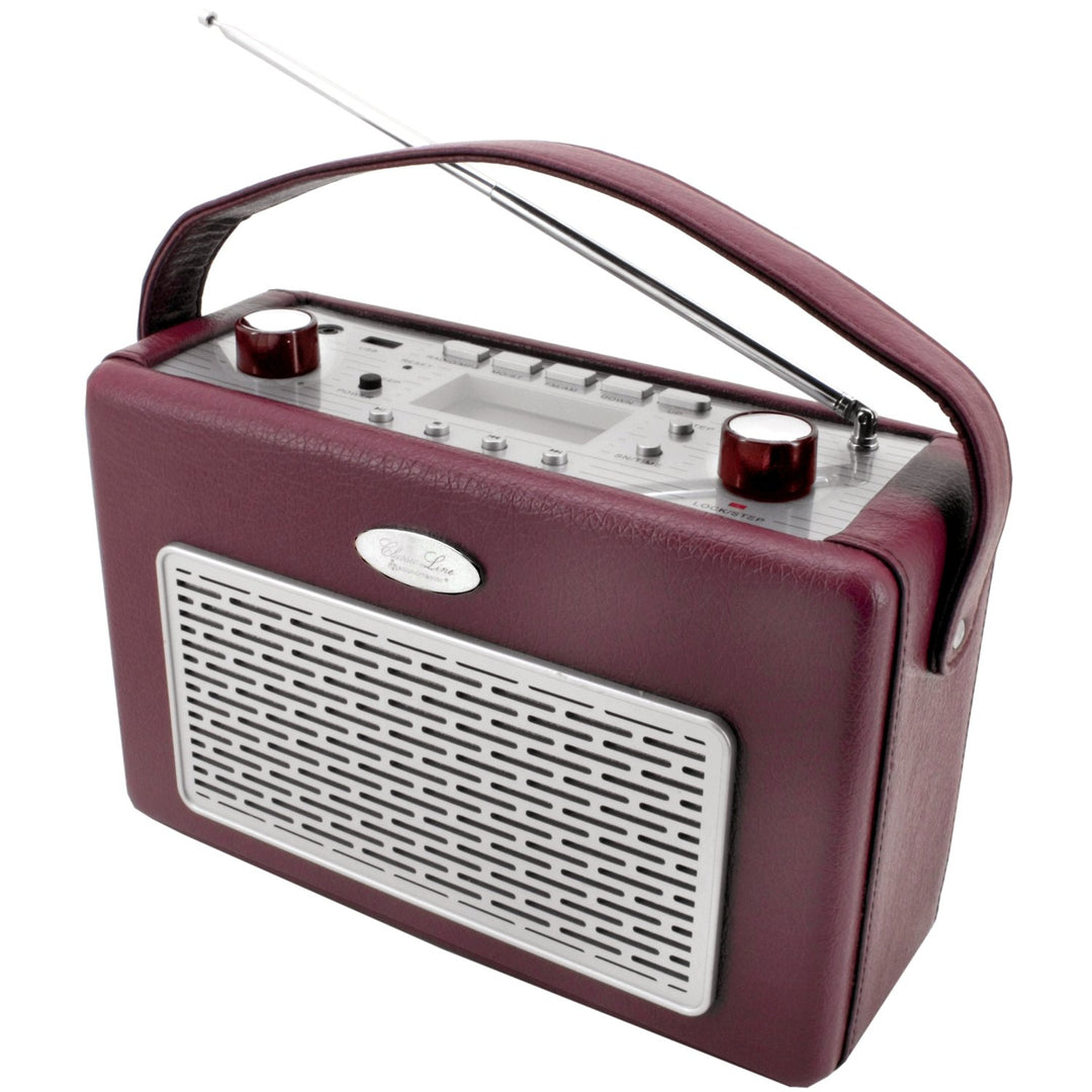 Soundmaster TR50BO PLL-Radio mit USB/Festsenderspeicher/Kopfhöreranschluss/Kunstleder Bordeaux