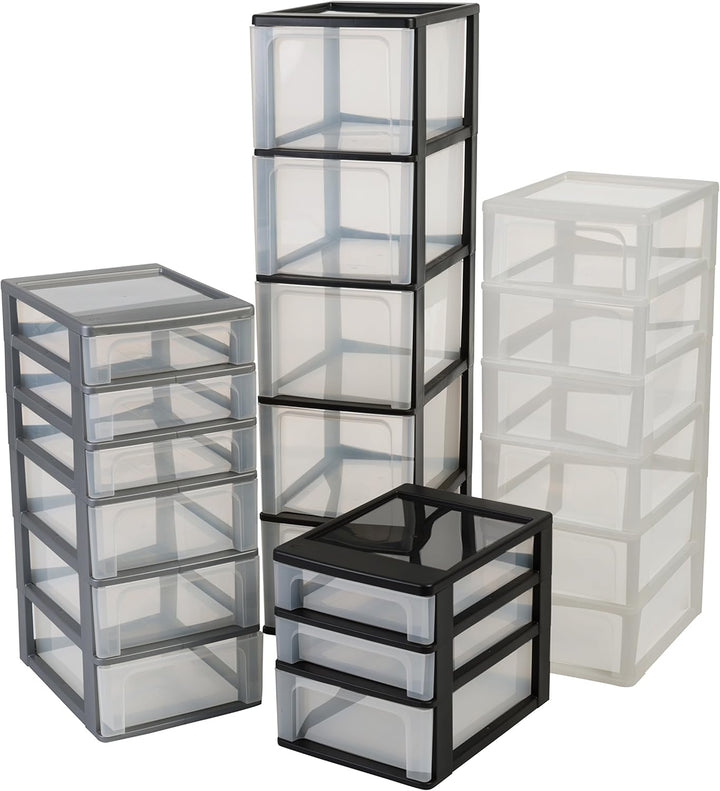 Iris Ohyama, Schubladenschrank, Schubladencontainer, 6 Schubladen mit 7 L, Format A4, durchsichtige