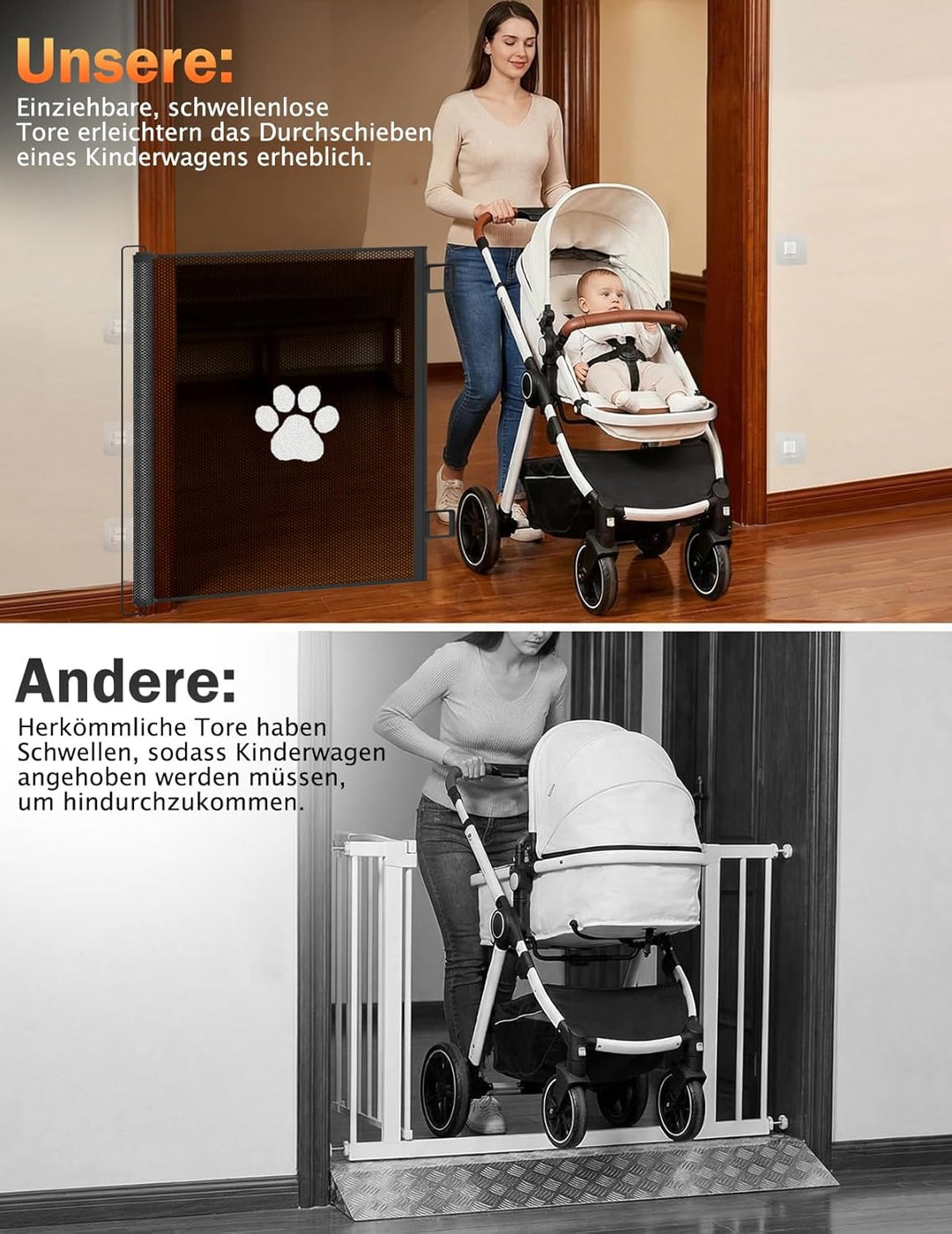 Treppenschutzgitter, Extra Stabiles Ausziehbares Sicherheitsgitter Bis 130 cm Breite und 78 cm Hoch