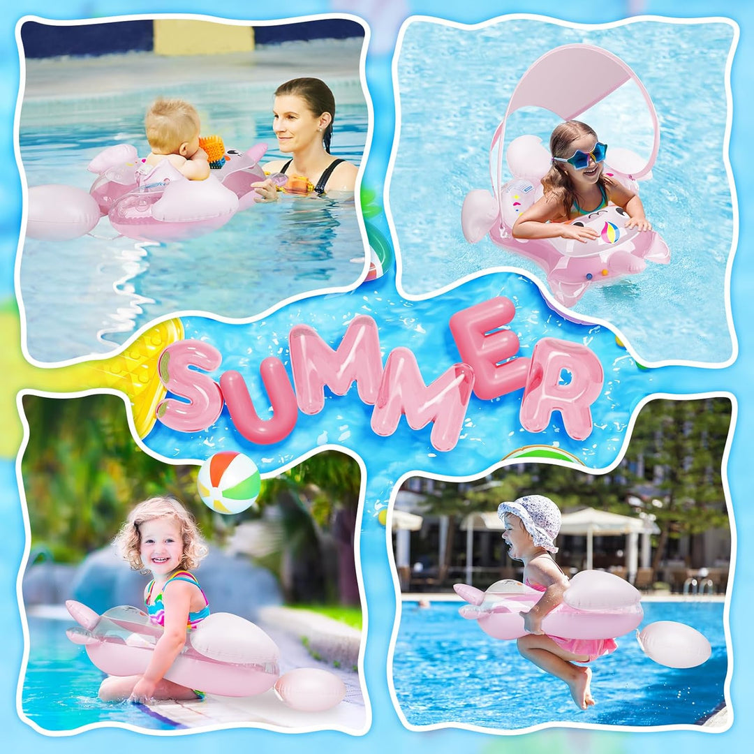 Parner Schwimmring Baby mit UPF50+ Sonnendach, Schwimmhilfe Baby für den Pool, Verstellbarer Sicherh