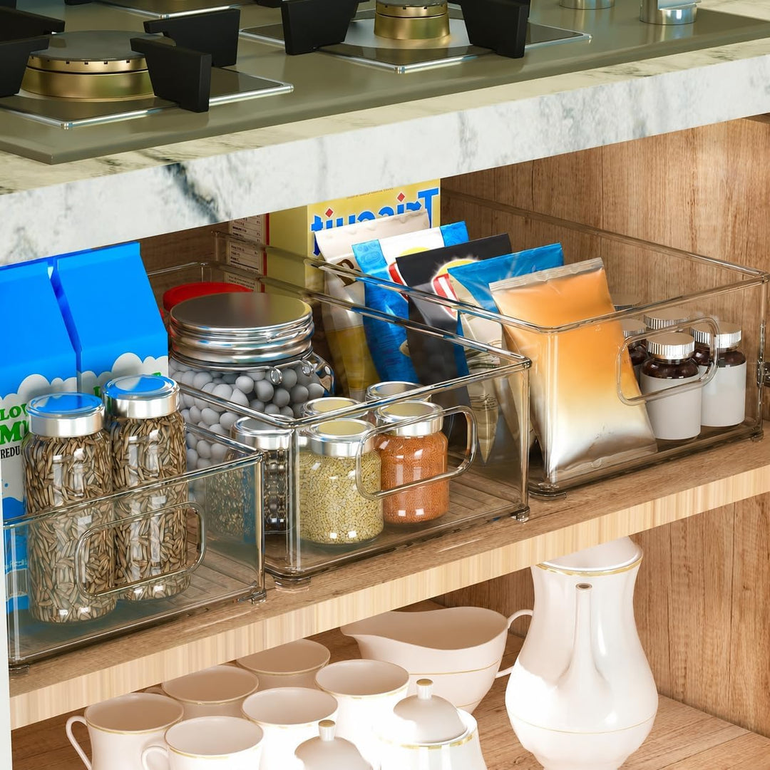 Set mit 8 spülmaschinenfesten, stapelbaren Kühlschrank-Organizern – transparente Kühlschrank-Aufbewa