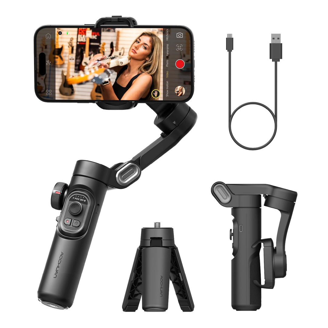 AOCHUAN Phone Gimbal Stabilizer 3-Achsen Smartphone faltbar Gimbal für iPhone Gimble mit Focus Wheel