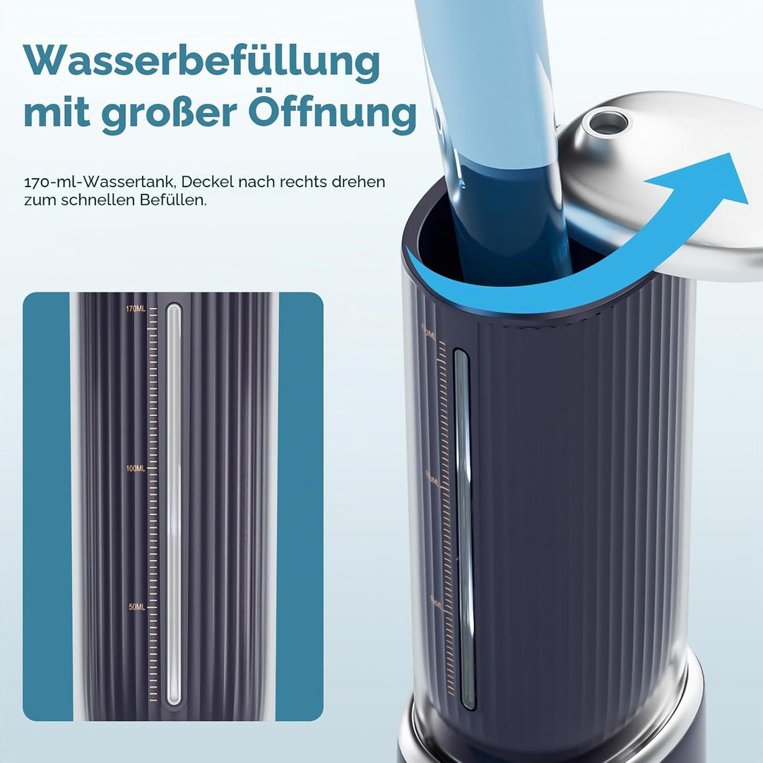 CARER BEAUTY Munddusche mit Selbstreinigungsmodus, Tragbare Munddusche mit 4 Modi und 5 Düsen IPX7 w