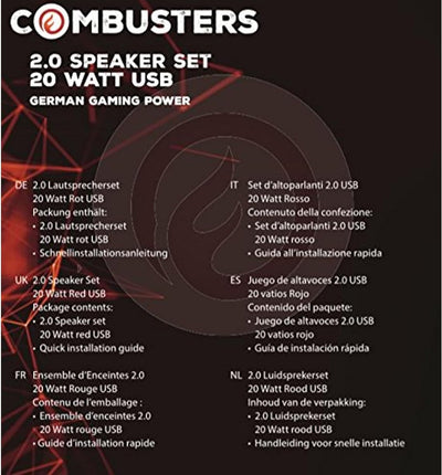 Combusters USB Design Lautsprecher Box Boxen Pc Tower Computer Laptop Notebook schwarz rot Speaker S