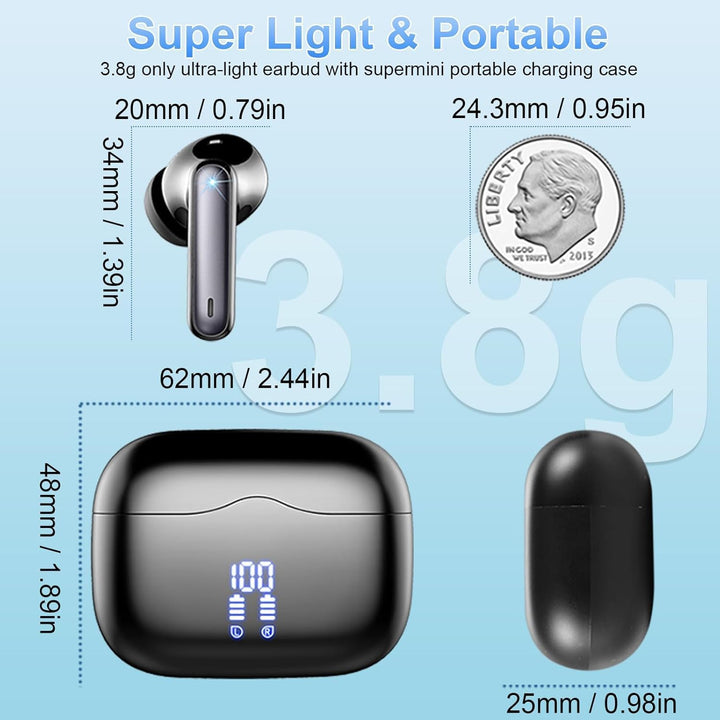 Bluetooth Kopfhörer, Kopfhörer Kabellos Bluetooth 5.4 In Ear Kopfhörer mit 4 ENC Noise Cancelling Mi