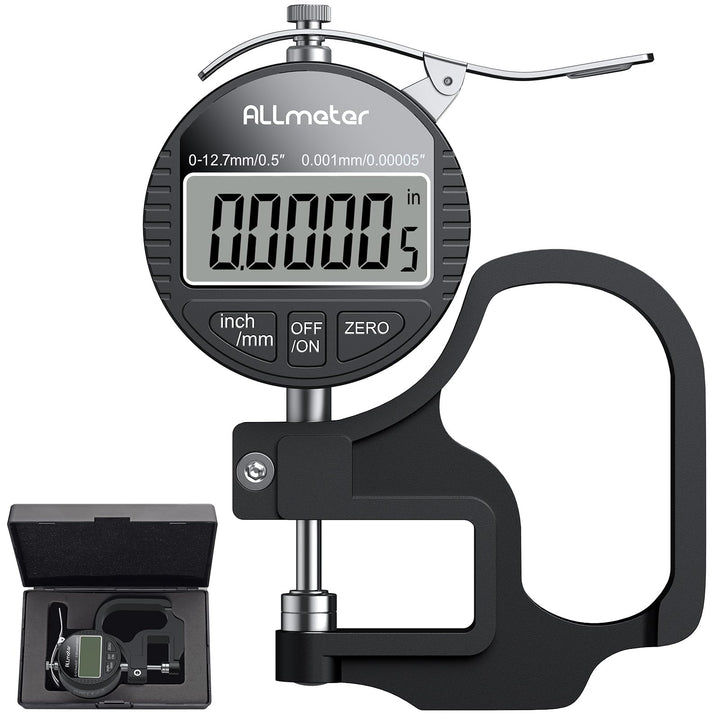 Digitales Dickenmessgerät 0-12,7mm, 0,001mm/0,00005'' Präzisions-LCD Messgerät für Leder, Papier, St