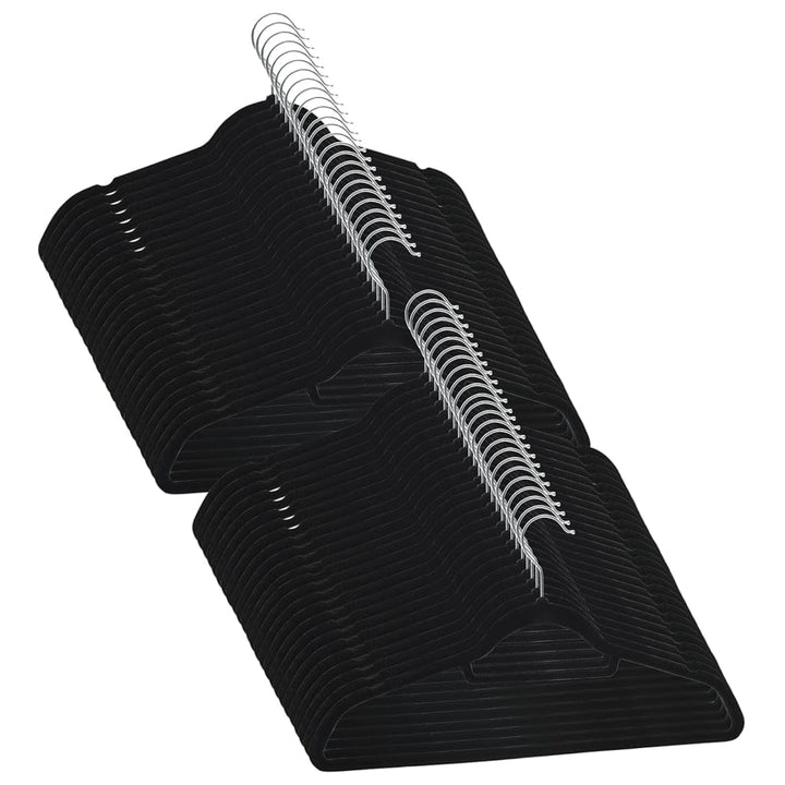 INLIFE 50 STK. Kleiderbügel-Set Anti-Rutsch Schwarz Samt,4.38kg,289921 Schwarz 50 STK., Schwarz 50 S