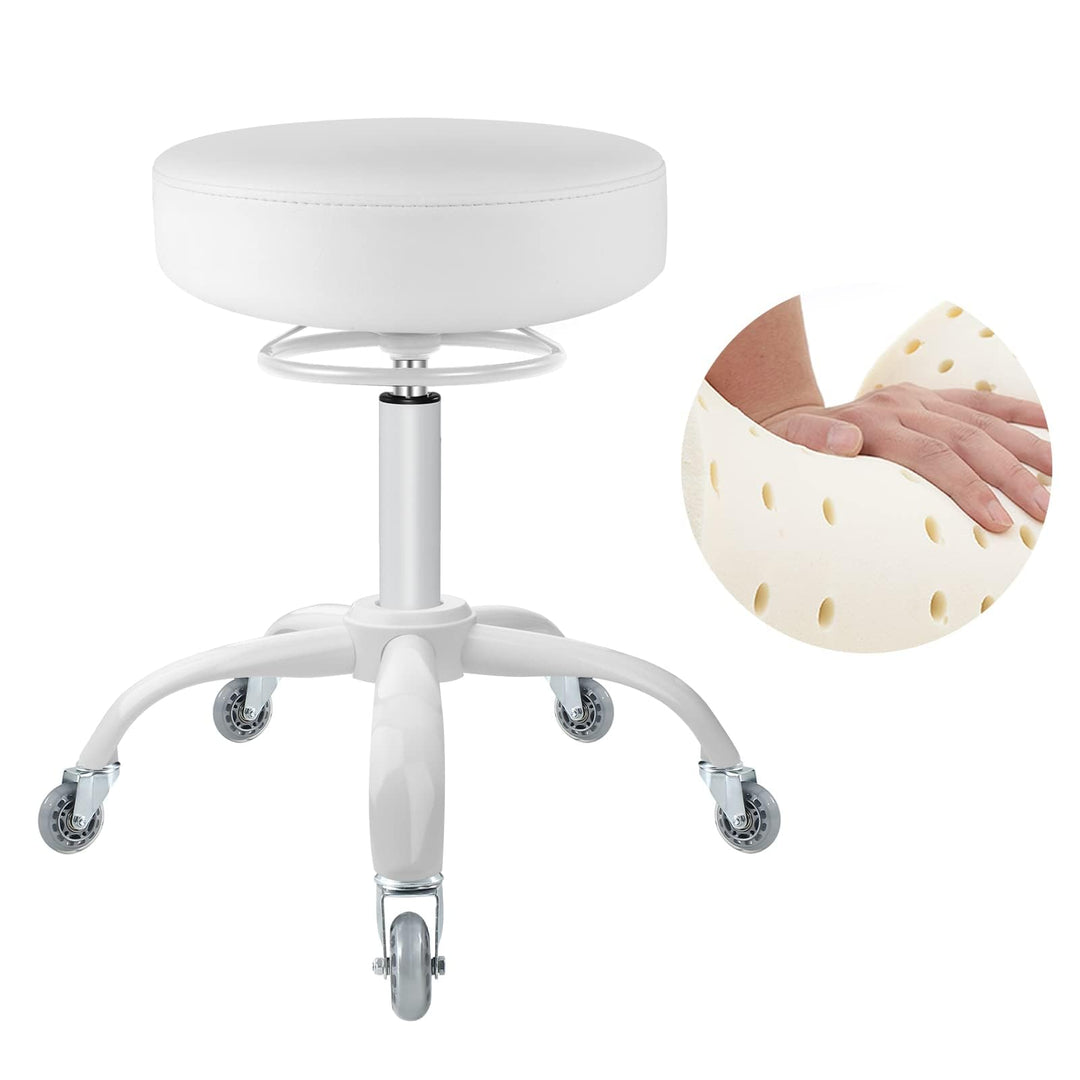 Rollhocker höhenverstellbar mit Rollen - 50-62cm，bis 180 kg belastbare Arbeitshocker，360° Drehhocker