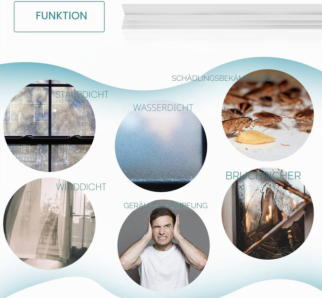 EFUTURETIME Türdichtung Weiss【10m】-Zimmertürdichtung perfekt für Holztüren zur Schalldämmung und Kol