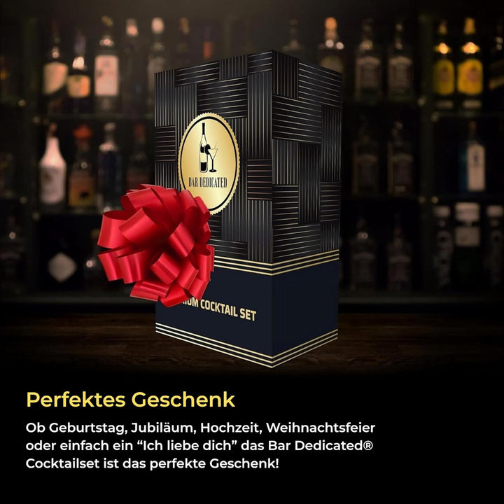 Bar Dedicated - Cocktail-Set Silber 13-teilig - Cocktail-Shaker Set mit Jigger - Boston Shaker Inkl.