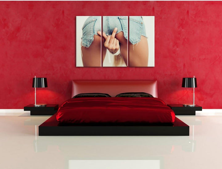 Pixxprint Frau in sexy Pose als Leinwandbild/Grösse: 3 Teilig (120x80 cm) cm/Wandbild/Kunstdruck/fer