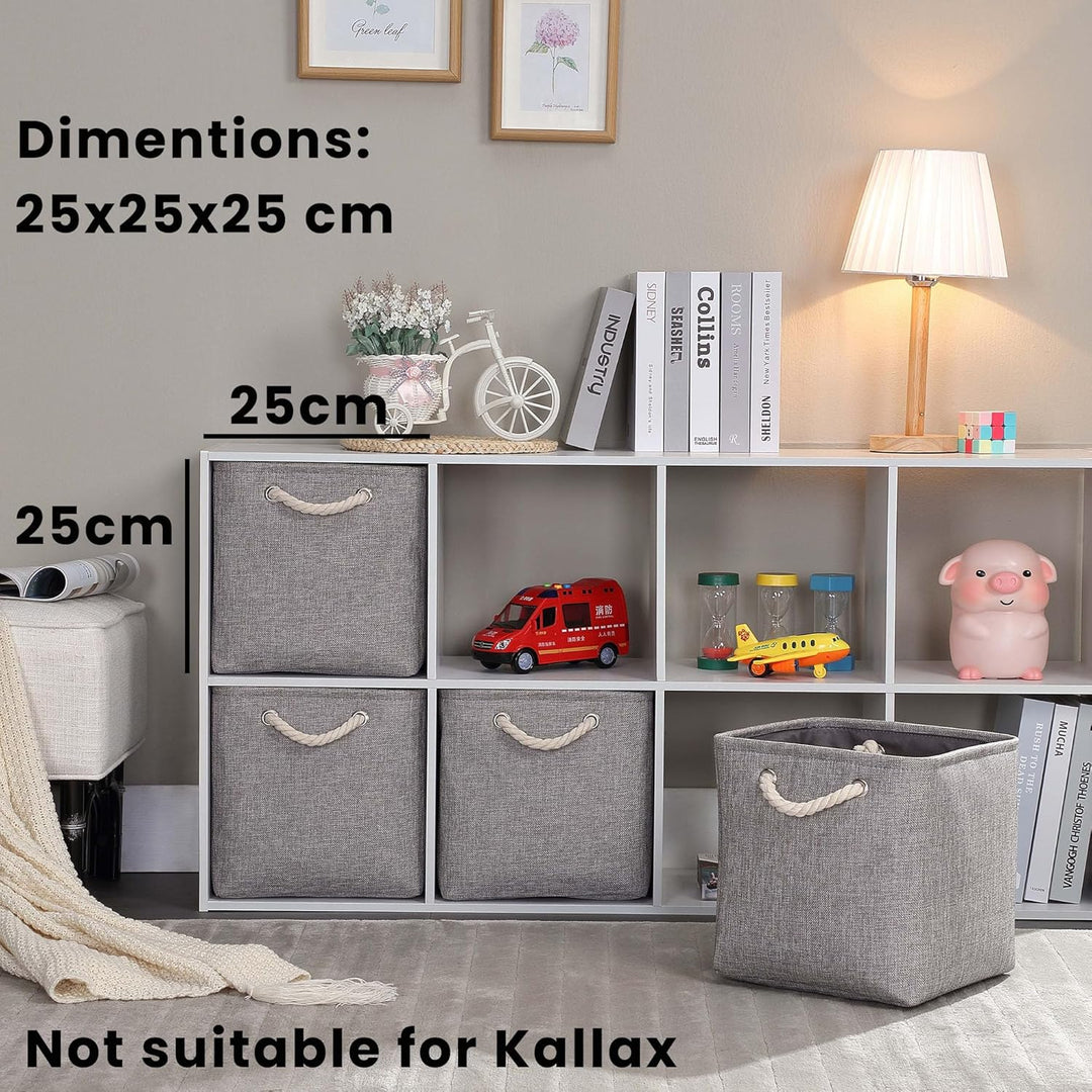 Mangata Aufbewahrungsbox 25x25x25 cm, Aufbewahrungskorb mit Griff, Aufbewahrung Korb Stoff für Regal