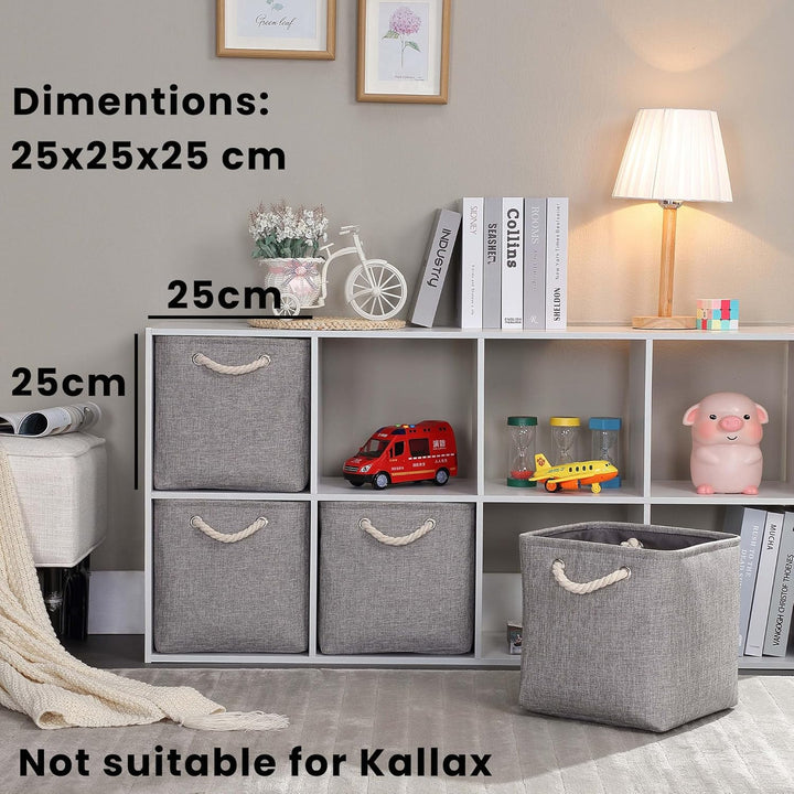 Mangata Aufbewahrungsbox 25x25x25 cm, Aufbewahrungskorb mit Griff, Aufbewahrung Korb Stoff für Regal