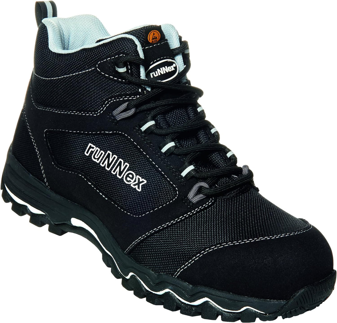 ruNNex® S3-ESD-Sicherheitsschnürstiefel LightStar, schwarz/weiss/grau, Gr. 47 47 EU Schwarz Weiss Gr
