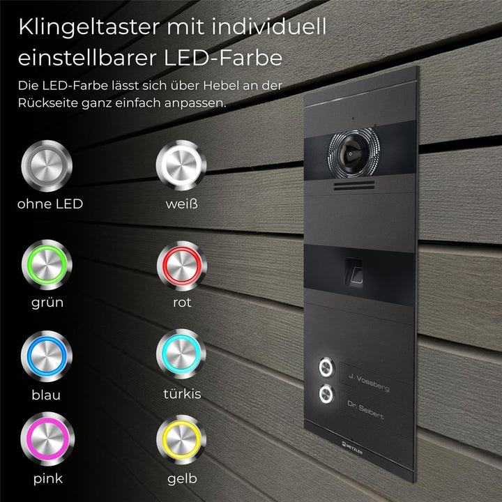 Metzler VDM10 2.0 Video Sprechanlage mit Türöffner (Stromversorgung) & Fingerprint - Anschluss 2-Dra