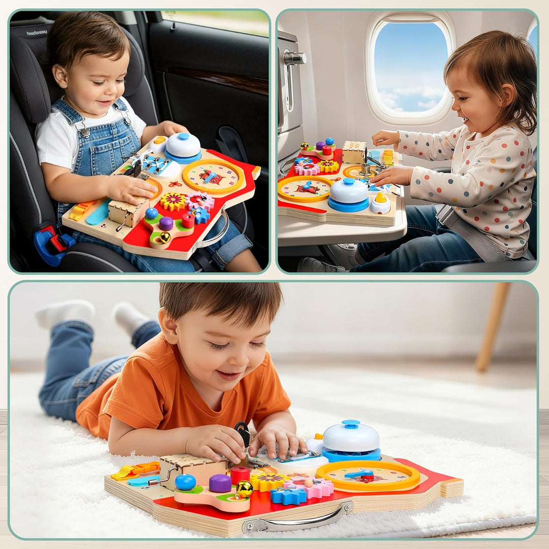 Wooden Busy Board für Kinder, Activity Board Montessori Spielzeug für 2 3 4 5 Jahre Mädchen Junge, M