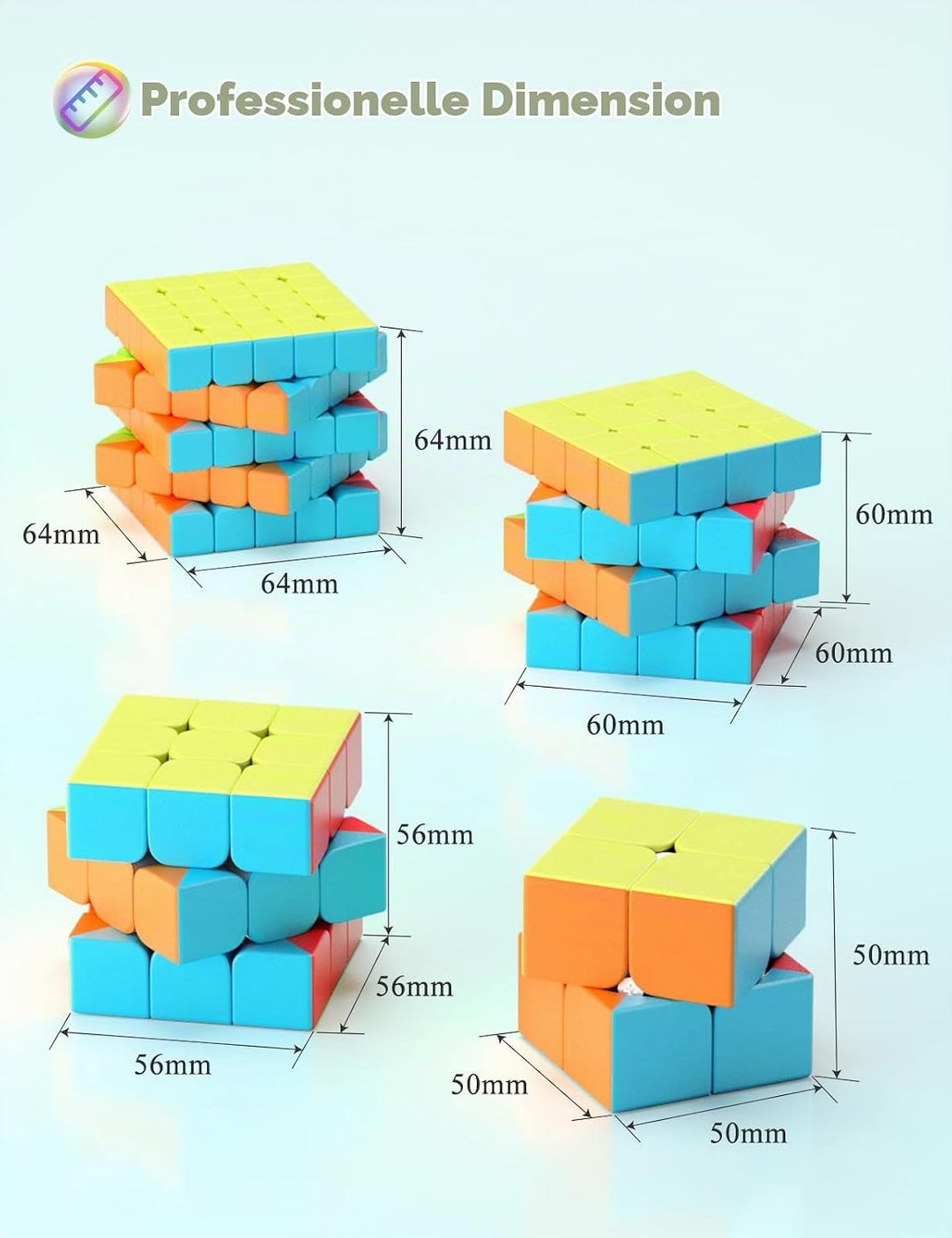 ROXENDA Zauberwürfel Set, Speed Cube Set mit 2x2 3x3 4x4 5x5 Zauberwürfel mit Geschenkbox, Geheimes