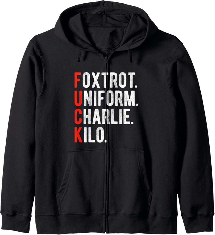 Foxtrot Uniform Charlie K Flugzeug Pilot & RC Fan Alphabet Wortspiel Kapuzenjacke