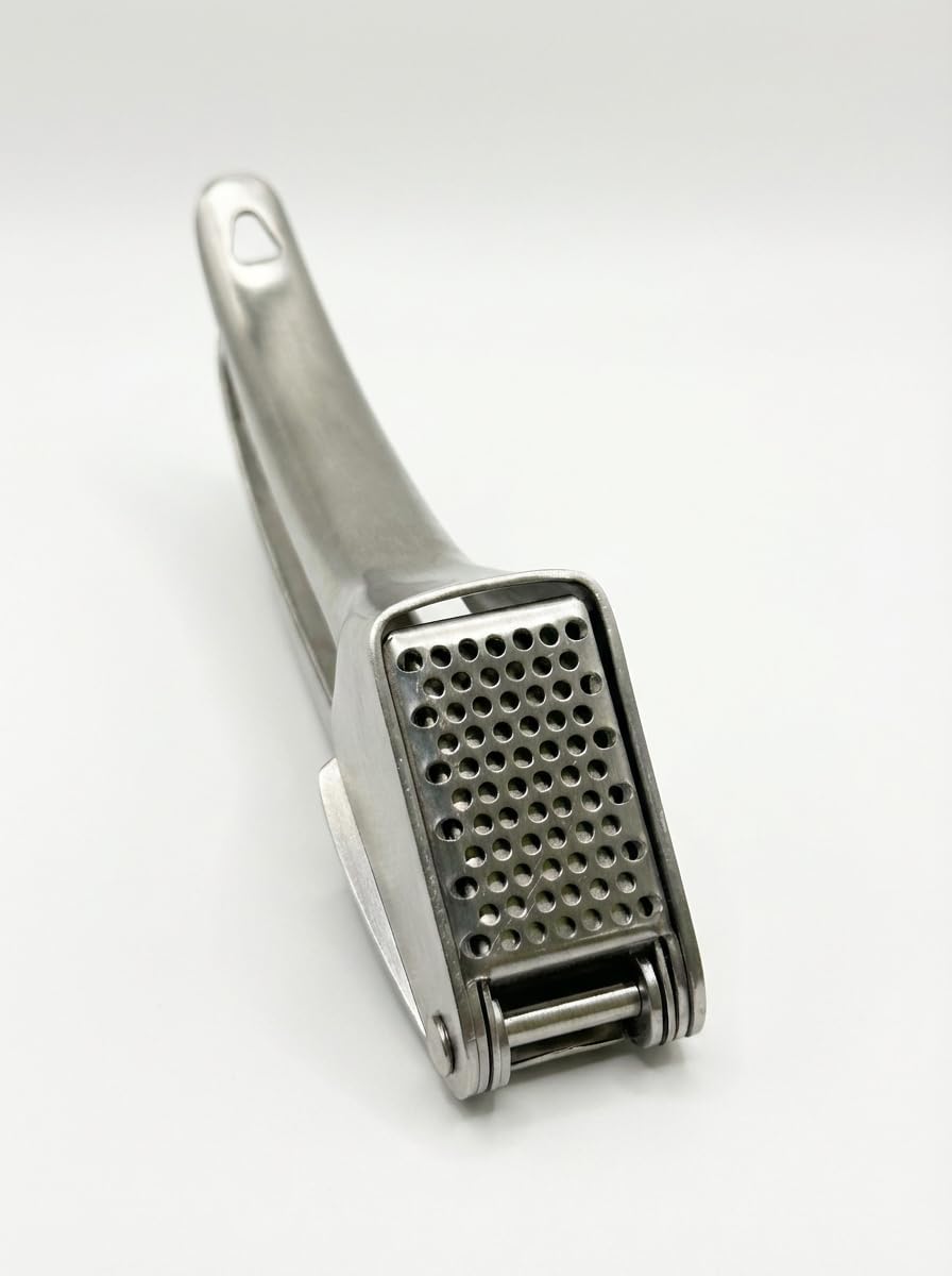 Garlic Press aus Edelstahl 304 – Robuste Knoblauchpresse mit ergonomischem Griff, spülmaschinengeeig