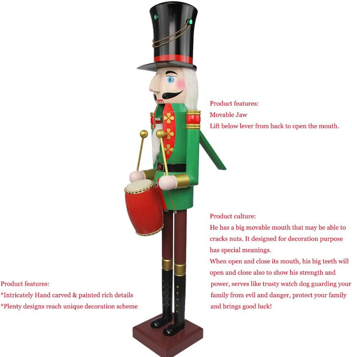 CDL 120 cm hoch lebensgross Grosse/Giant Weihnachten Holz Nussknacker Soldat Drummer Ornament auf St