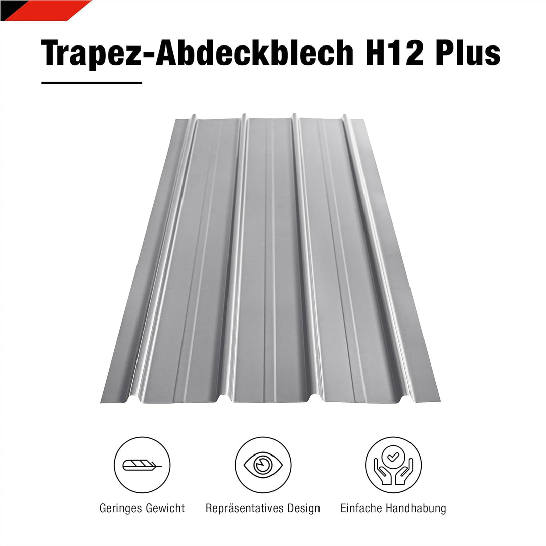 SMART Cover Set H12 Plus, 12 x Trapez-Abdeckblech 125 x 45 cm 6,75 m² Stärke 0,35 mm inkl. Schrauben