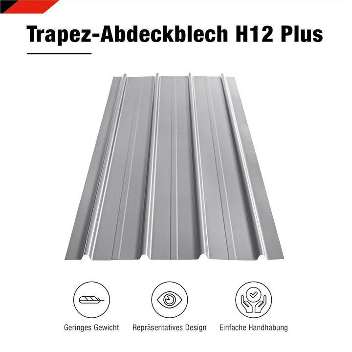 SMART Cover Set H12 Plus, 12 x Trapez-Abdeckblech 125 x 45 cm 6,75 m² Stärke 0,35 mm inkl. Schrauben