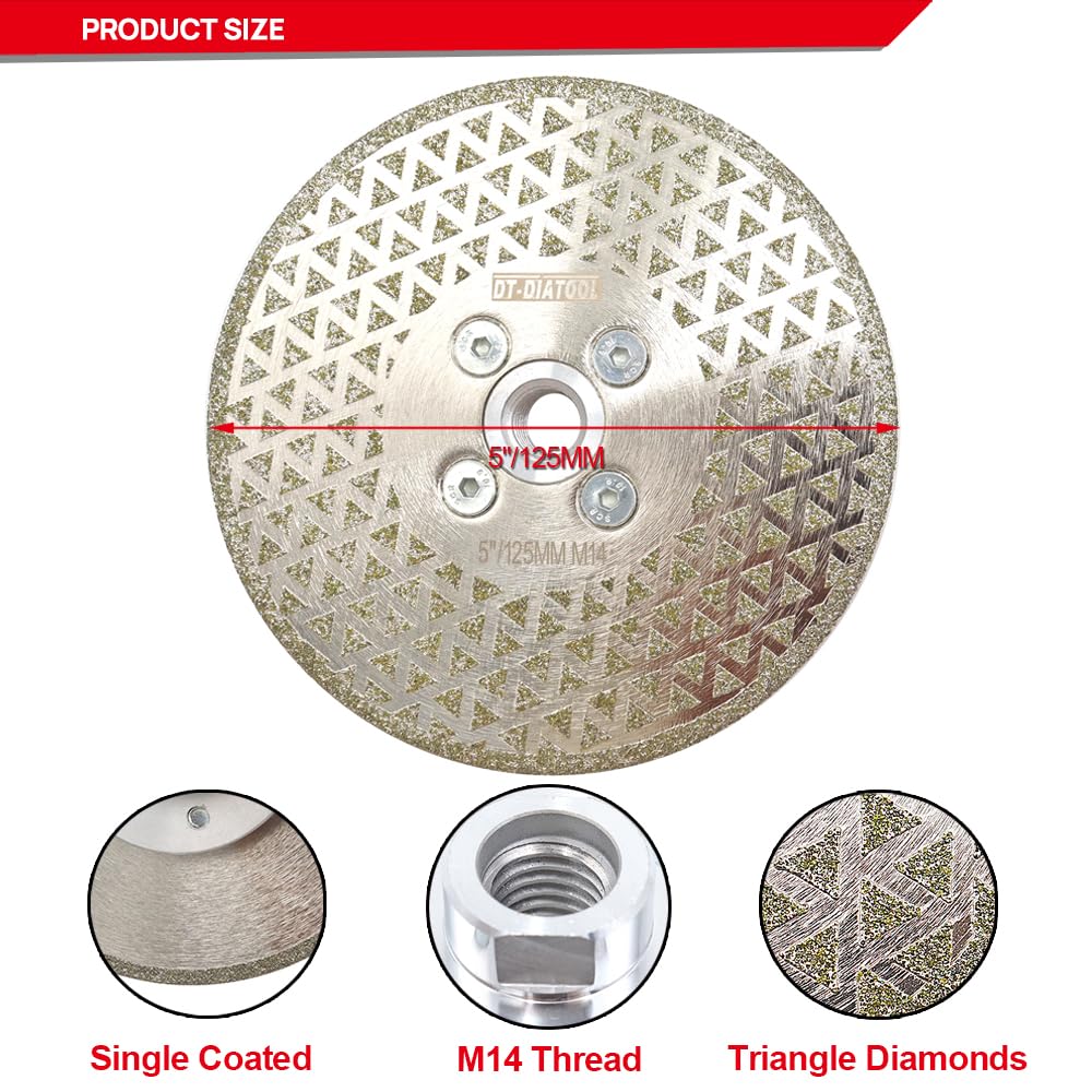DT-DIATOOL Diamantscheibe 2 Stücke 125 mm x M14 Galvanisch Trennscheibe und Schleifscheibe für Harte