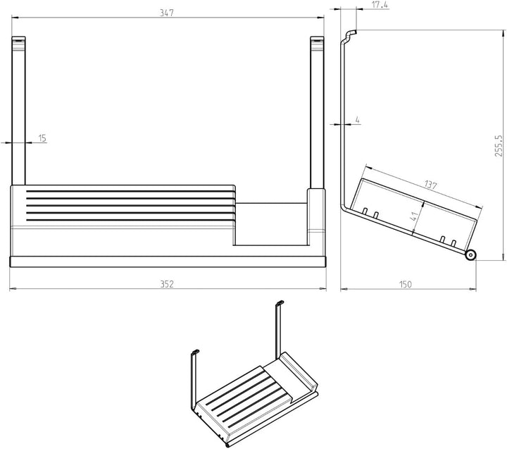 Kesseböhmer Linero style Messerhalter schwarz 352 x 150 x 256 mm zum Einhängen von SOTECH, Messerhal