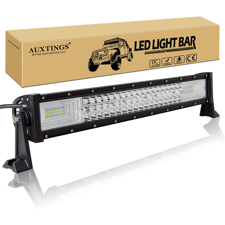 AUXTINGS 324w dreireihige 7d led light bar punkt-flut-combo gerade off-road-fahren lichter 22 inch T