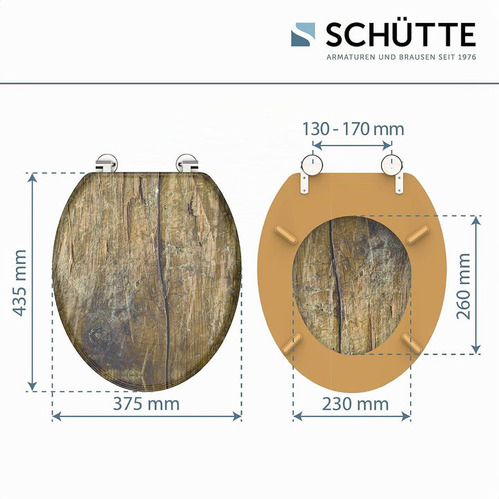 Schütte SOLID WOOD Sitz Holzkern, Toilettensitz passend für viele handelsüblichen WC-Becken, max. Be