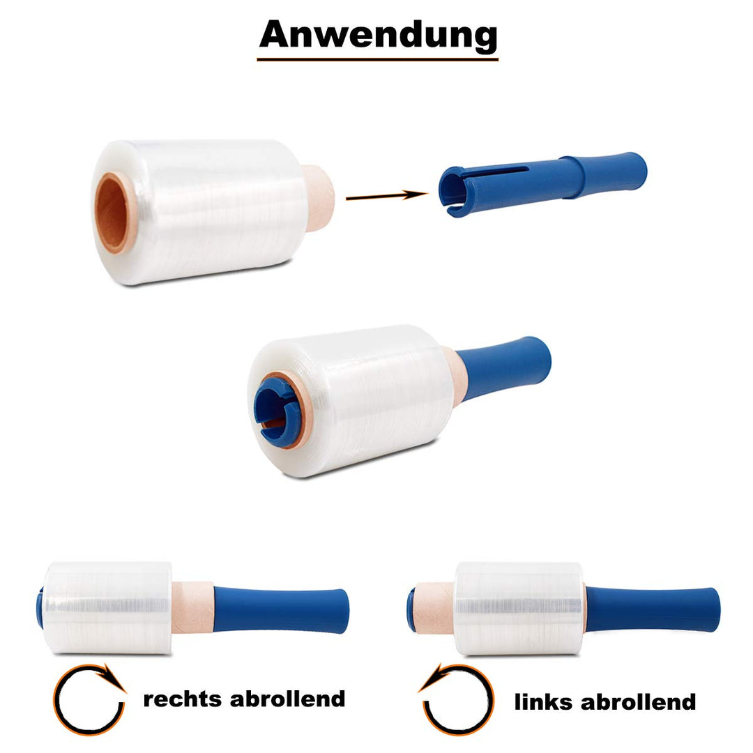 Verpacking Mini-Stretchfolie 23my stark 100mm x 150m 40 Rollen + 1 Abroller reissfest, dehnbar & zuv