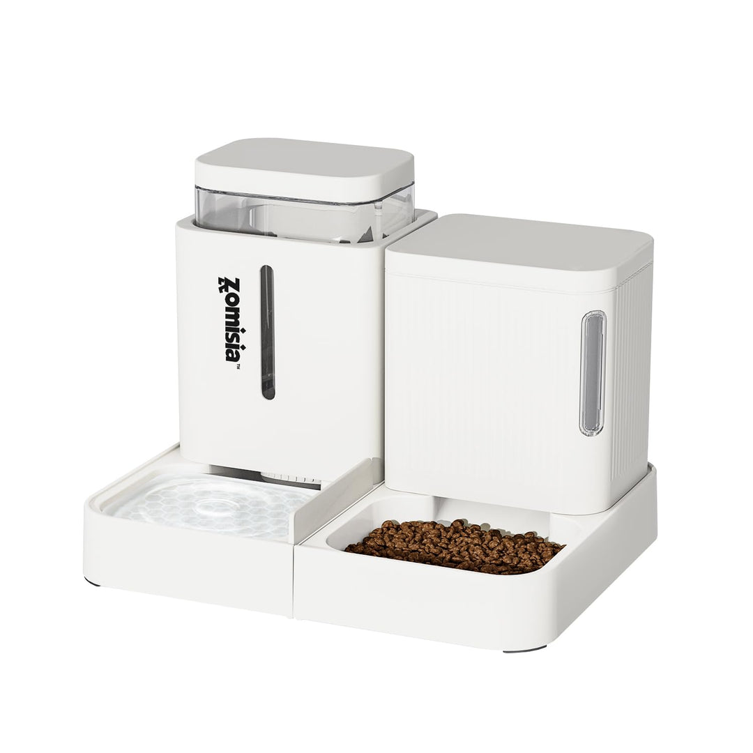 ZOMISIA Automatischer Futterspender für Katzen/Hunde 3L, 2-in-1 Schwerkraft Futterautomat Katze und