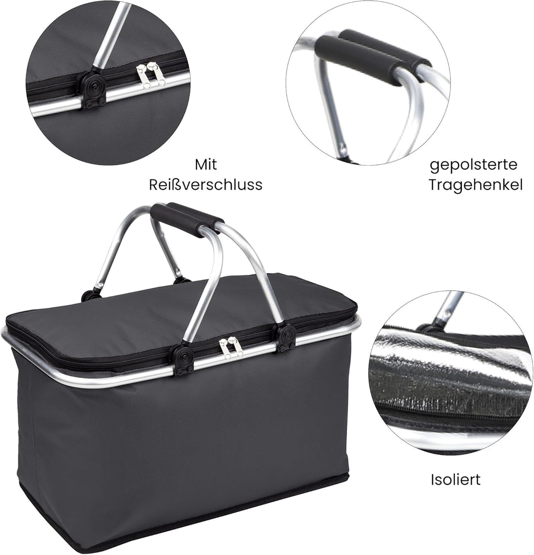 Einkaufskorb Kühlkorb 25 L Faltbarer Thermokorb Picknickkorb Korb Einkaufskörbchen Körbchen klappbar