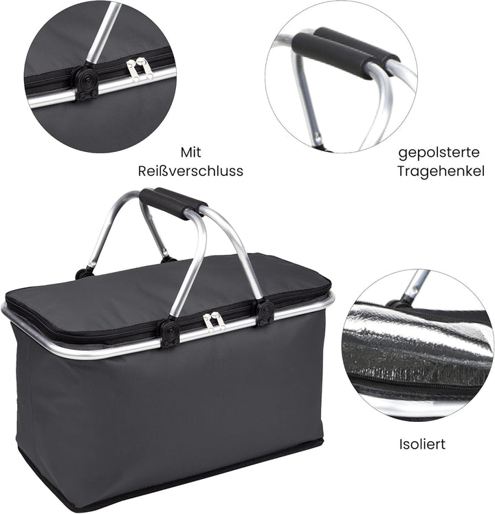 Einkaufskorb Kühlkorb 25 L Faltbarer Thermokorb Picknickkorb Korb Einkaufskörbchen Körbchen klappbar