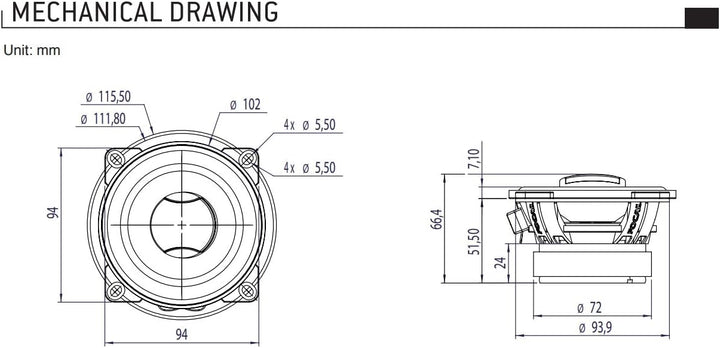 2 FOCAL Auditor ACX-100 2 Wege koaxial Lautsprecher 10 cm 100 mm 4" Durchmesser 30 Watt RMS 60 Watt