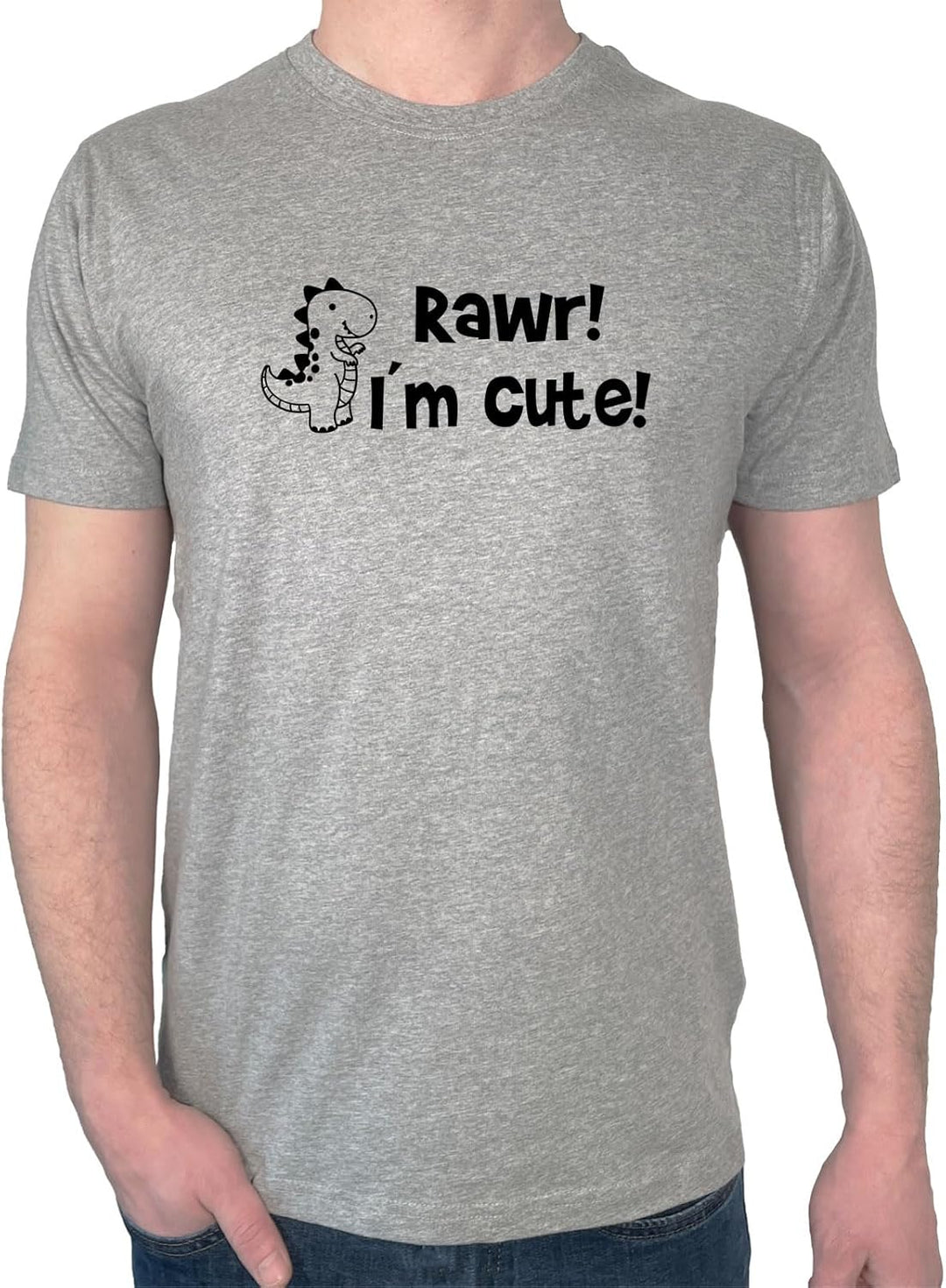 HUURAA Herren T-Shirt T-Rex I`m Cute Bio Baumwolle Fairtrade Oberteil Grösse S-3XL mit Motiv für all