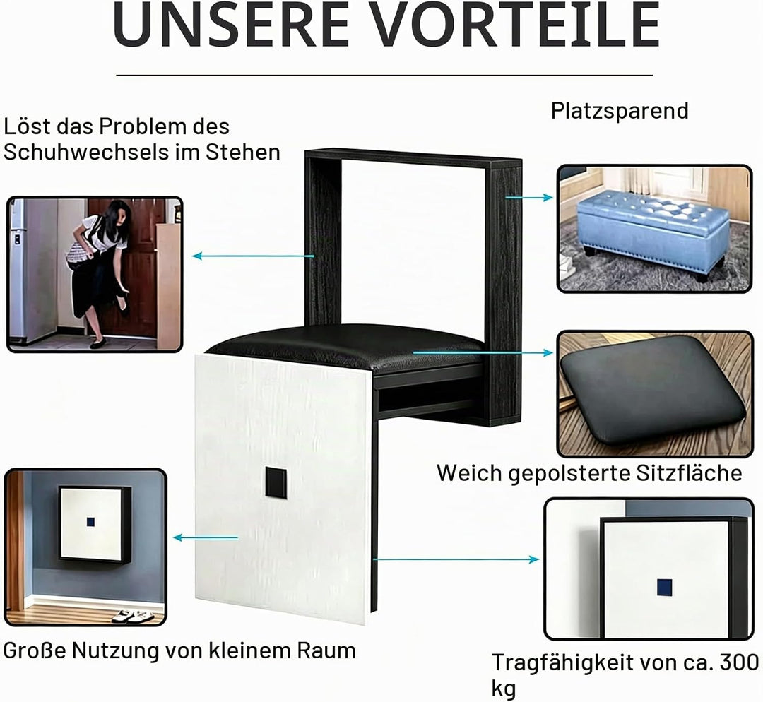 Faltbarer Wandhocker Wandmontierter 7 cm Ultradünner Klappstuhl Geeignet für Eingangsbereiche Wandkl