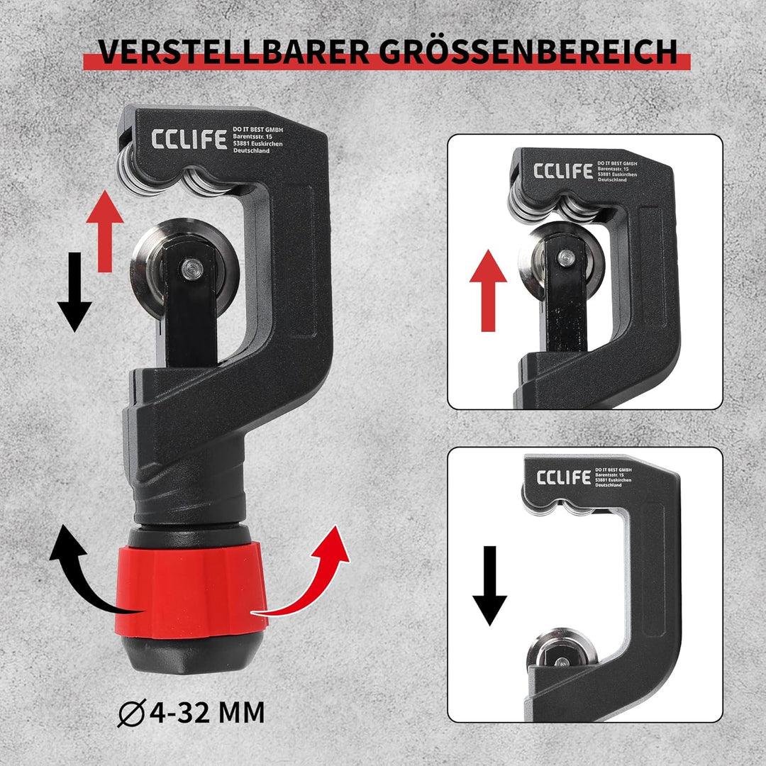 CCLIFE Rohrschneider, Rohrabschneider für Edelstahlrohre, Stahlrohre, Kupferrohre, und Kunststoffroh