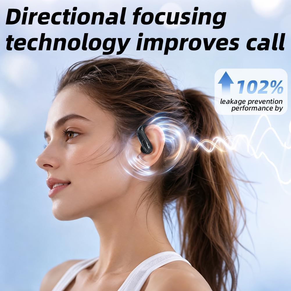 Bluetooth 6.0 Open-Ear Kopfhörer mit stabilem Sitz, 13mm Bass-Treiber, ENC Rauschunterdrückung, IPX5
