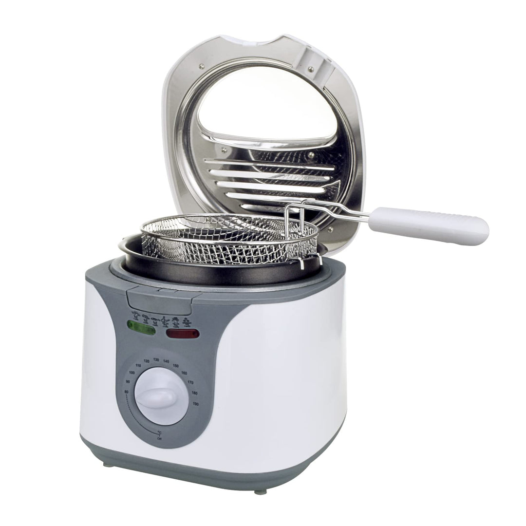 Augosma Mini Fritteuse Mit öl | 1200-1450W l Kapazität: 2 Liter l Sichtfenster l Frittierkorb aus Ed