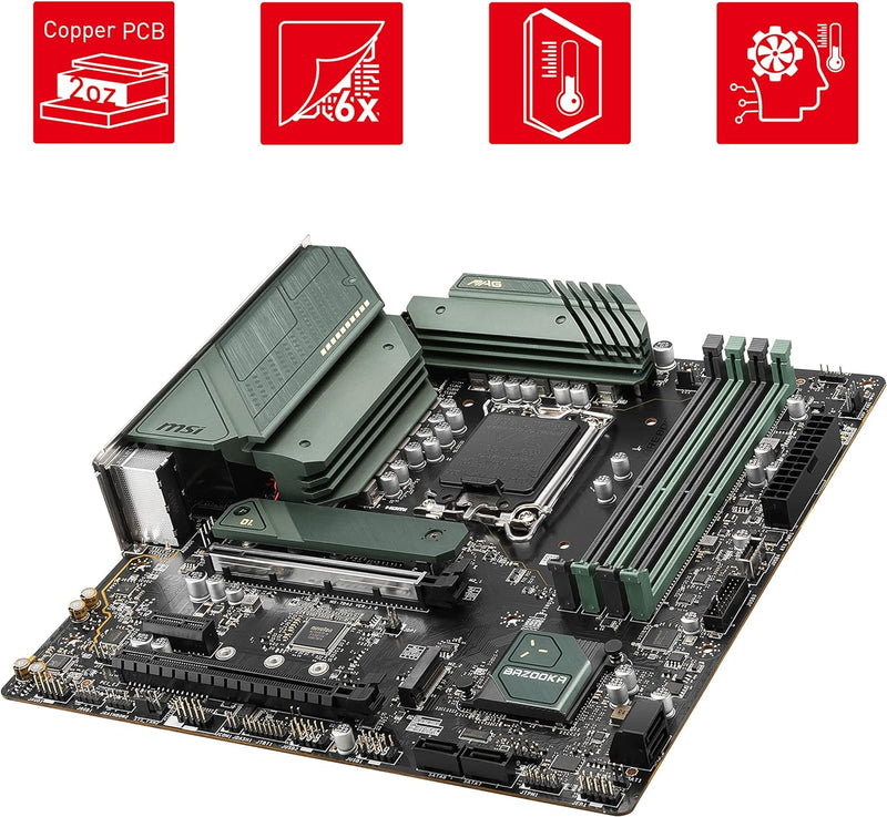 MSI MAG B660M BAZOOKA DDR4 Mainboard Micro-ATX - unterstützt Intel Core Prozessoren 12. Generation,