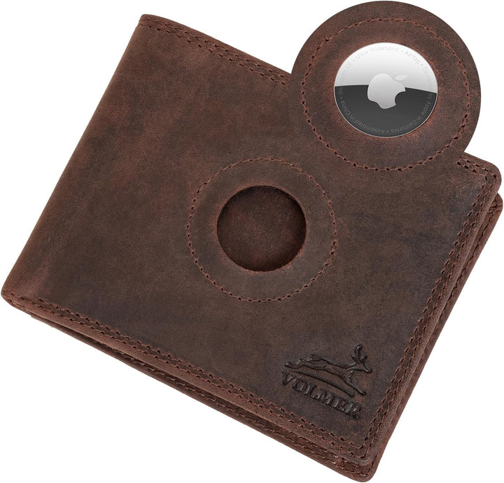 Fa.Volmer ® Leder Geldbörse Herren mit RFID-Schutz - AirTag-Fach - extra-stabile Doppelnaht - 6 Fäch