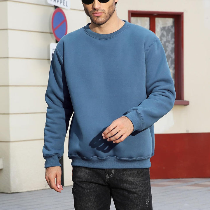 PASUDA Herren Sweatshirt Winter Warm Fleece Pullover Herren Langarm Pulli mit Rundhalsausschnitt Bas